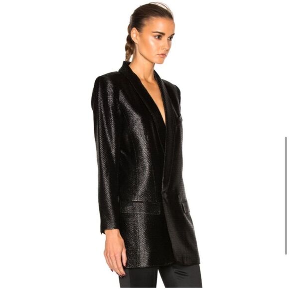 Smythe Oversized Blazer Jacket Dress Liquid Metallic Black Size 6 - Picture 4 of 10
